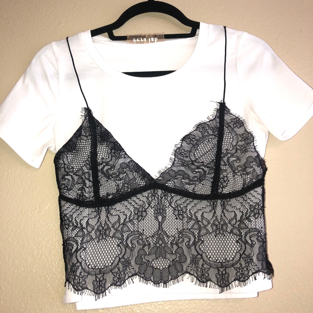 Ecru Lab White Tee with Black Overlay